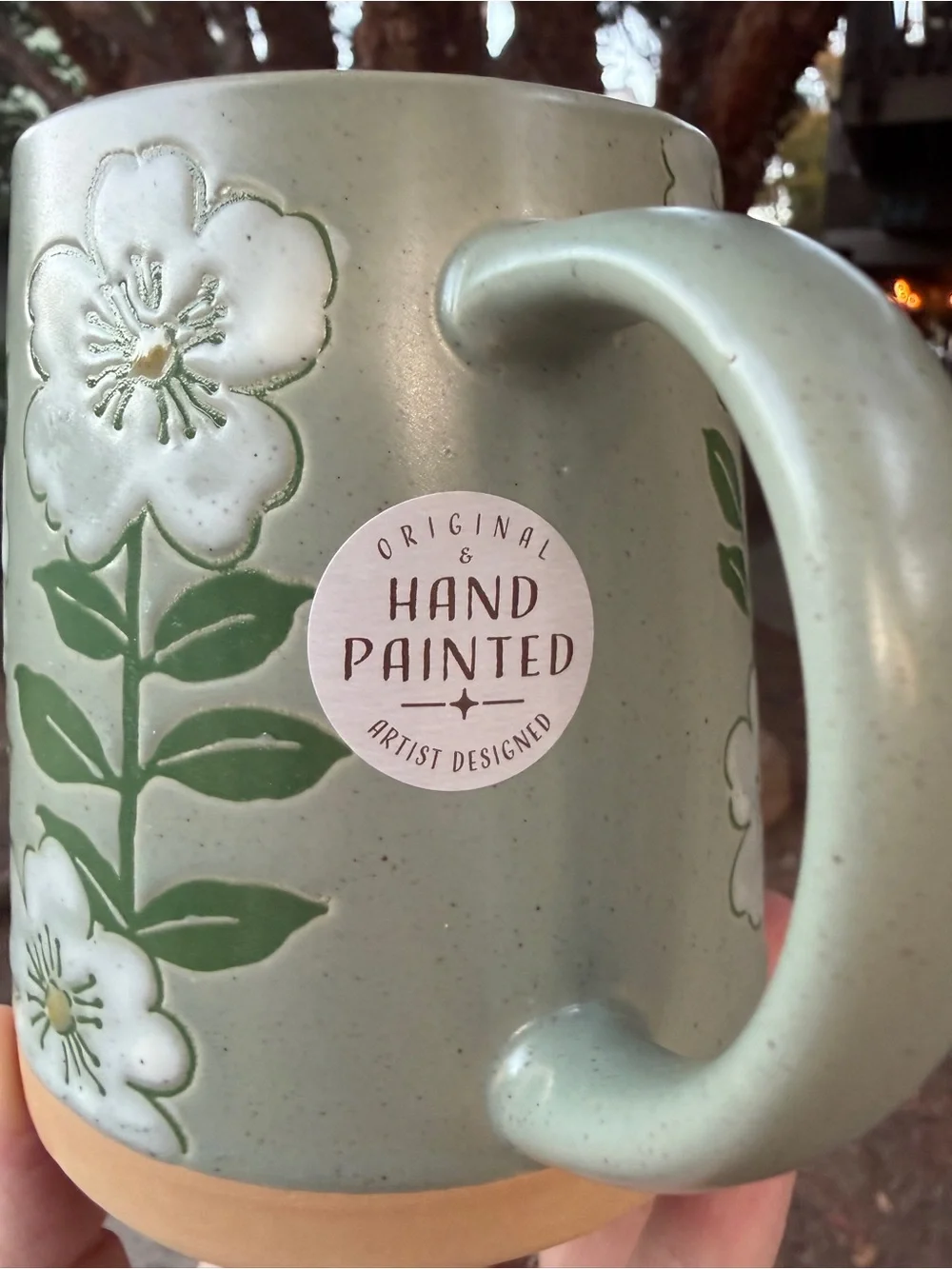 Hand-Painted Green Floral Botanical Mug